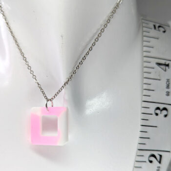 Colored and White Hollow Square Resin Necklace - Image 3