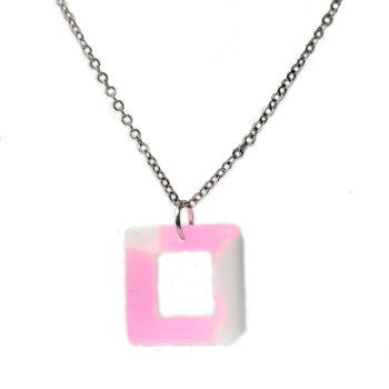 Colored and White Hollow Square Resin Necklace