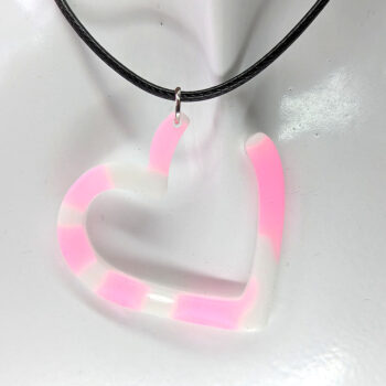 Colored and White Open Heart Resin Necklace - Image 6