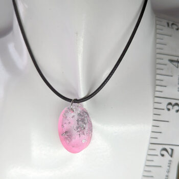 Colored Silver Gold Leaf Mica Small Oval Resin Necklace - Image 4