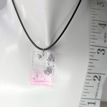 Colored Silver Gold Leaf Mica Rectangle Resin Necklace - Image 4