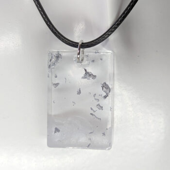 Silver Gold Leaf Mica Rectangle Resin Necklace - Image 6