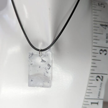 Silver Gold Leaf Mica Rectangle Resin Necklace - Image 4