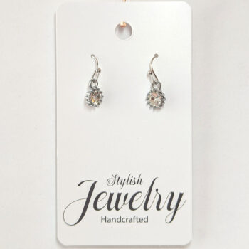 April Birthstone Clear Glass Rhinestone Earrings Silver - Image 5