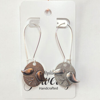 Antique Silver Partridge Love Birds Vintage Style Earrings - Image 9