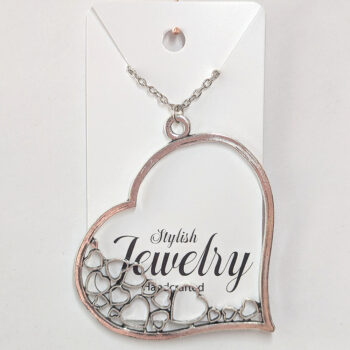 Antique Silver Large Heart Hearts Vintage Style Necklace - Image 3