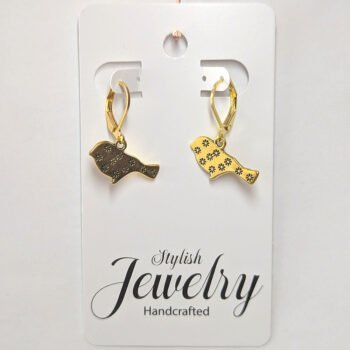 Antique Gold Swallow Bird Flower Pattern Earrings - Image 5
