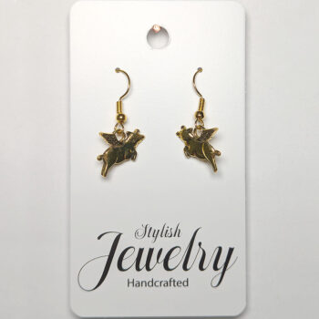Antique Gold Flying Pig Earrings - Image 3