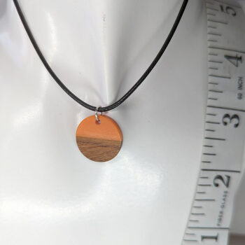 Orange Resin Wood Round Circle Necklace - Image 5