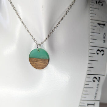 Green Resin Wood Round Circle Necklace - Image 4