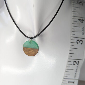 Green Resin Wood Round Circle Necklace - Image 3