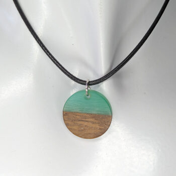 Dark Green Resin Wood Round Circle Necklace - Image 8