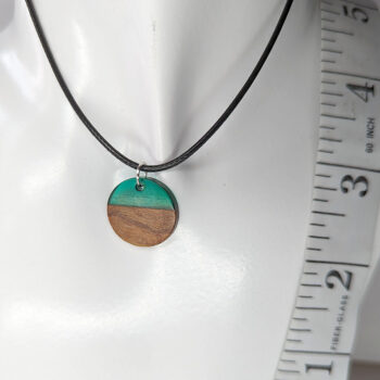 Dark Green Resin Wood Round Circle Necklace - Image 7