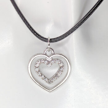 Silver Double Heart Rhinestones Necklace - Image 5