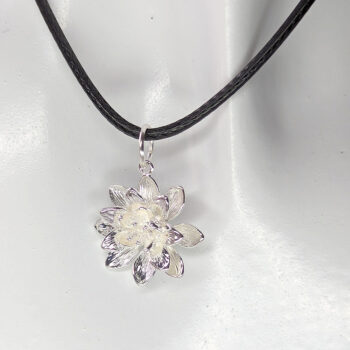 Silver 3D Lotus Flower Necklace - Image 5