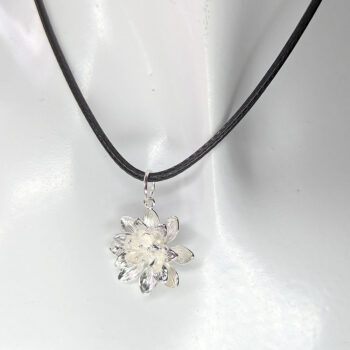 Silver 3D Lotus Flower Necklace - Image 4