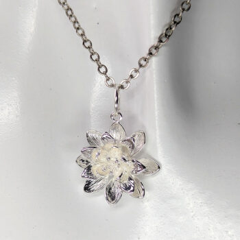 Silver 3D Lotus Flower Necklace