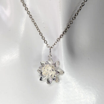 Silver 3D Lotus Flower Necklace - Image 3