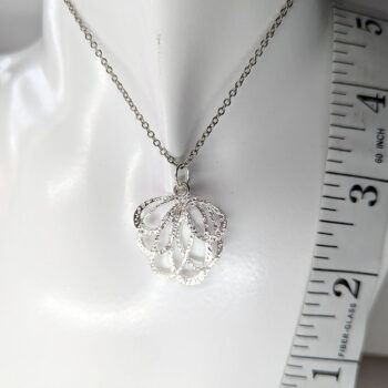 Silver Modern Hollow Flower Pendant Necklace - Image 5