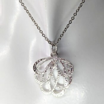 Silver Modern Hollow Flower Pendant Necklace - Image 4