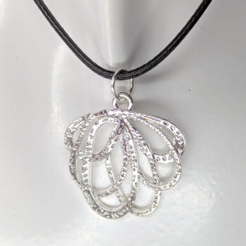 Silver Modern Hollow Flower Pendant Necklace - Image 3