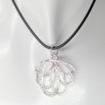 Silver Modern Hollow Flower Pendant Necklace - Image 2