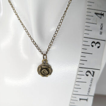 Small Antique Bronze Rose Flower Head Necklace - Image 3