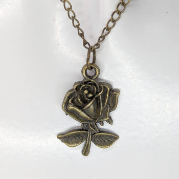 Antique Bronze Medium Rose Necklace