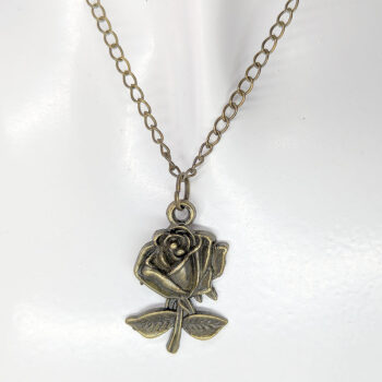 Antique Bronze Medium Rose Necklace - Image 3