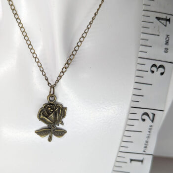 Antique Bronze Medium Rose Necklace - Image 2