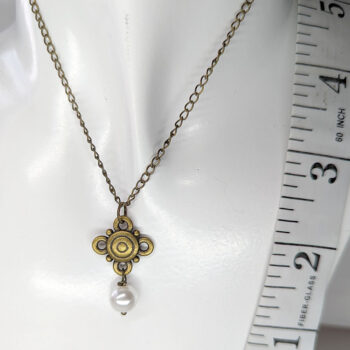 Round Connector Antique Bronze Pearl Necklace - Image 3