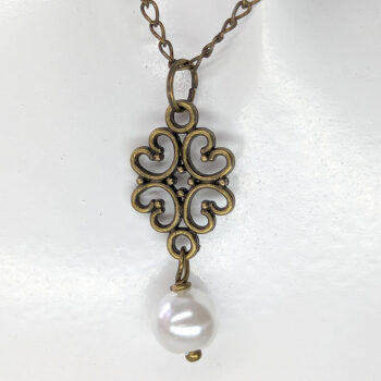 Hollow Hearts Antique Bronze Pearl Necklace