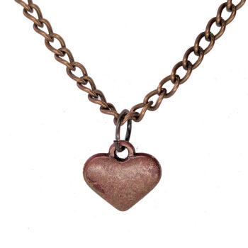 Antique Copper Double-Sided Puffy Heart Necklace