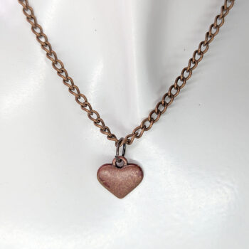 Antique Copper Double-Sided Puffy Heart Necklace - Image 2