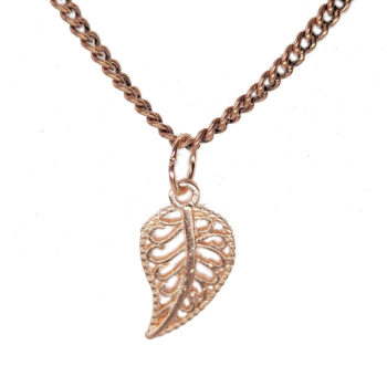 Small Curved Hollow Leaf Pendant Rose Gold