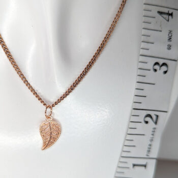 Small Curved Hollow Leaf Pendant Rose Gold - Image 2