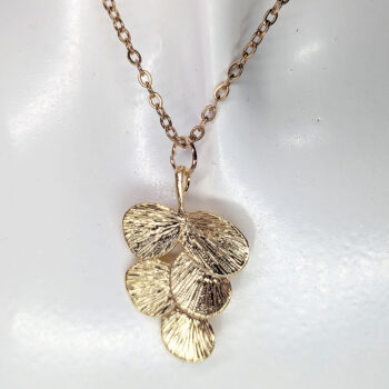 Modern Round Leaf Branch KC Gold Necklace - Image 3