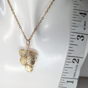 Modern Round Leaf Branch KC Gold Necklace - Image 2