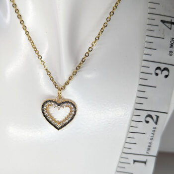 Gold Black Heart Rhinestones Necklace - Image 2