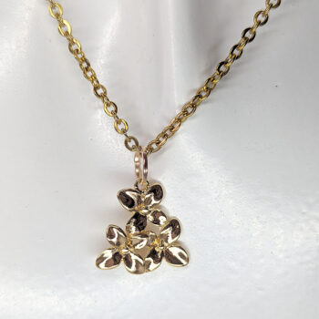 Gold Triple Triangle Orchid Flower Necklace