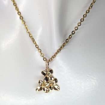 Gold Triple Triangle Orchid Flower Necklace - Image 3