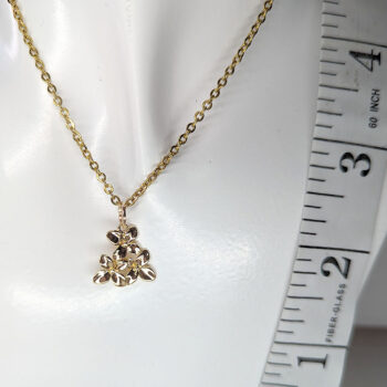 Gold Triple Triangle Orchid Flower Necklace - Image 2