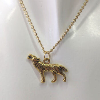 Antique Gold Howling Wolf Necklace - Image 3