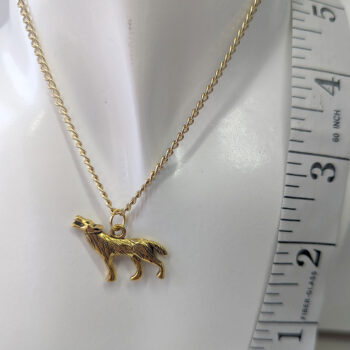 Antique Gold Howling Wolf Necklace - Image 2