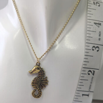 Antique Gold Large Seahorse Vintage Style Necklace - Image 2