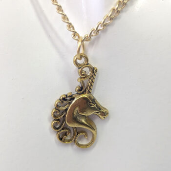 Antique Gold Unicorn Head Necklace