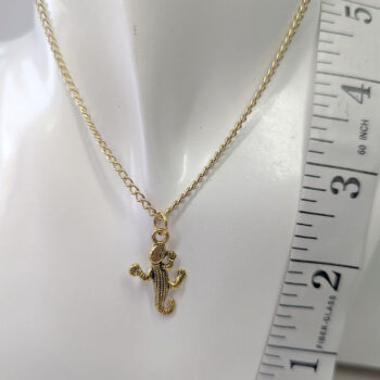 Antique Gold Lizard Gecko Necklace - Image 3