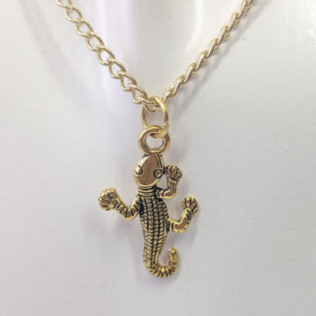 Antique Gold Lizard Gecko Necklace