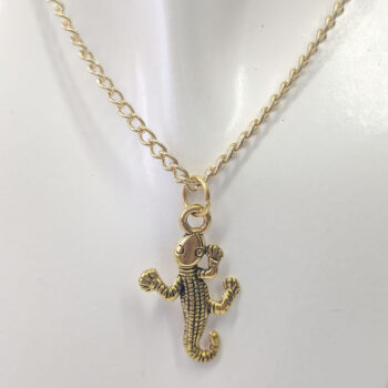 Antique Gold Lizard Gecko Necklace - Image 2