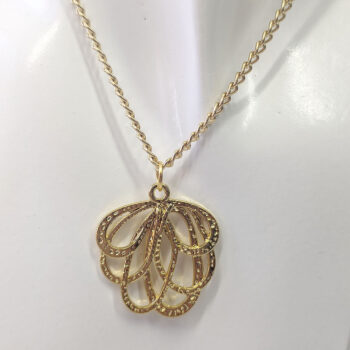 Gold Modern Hollow Flower Pendant Necklace - Image 2